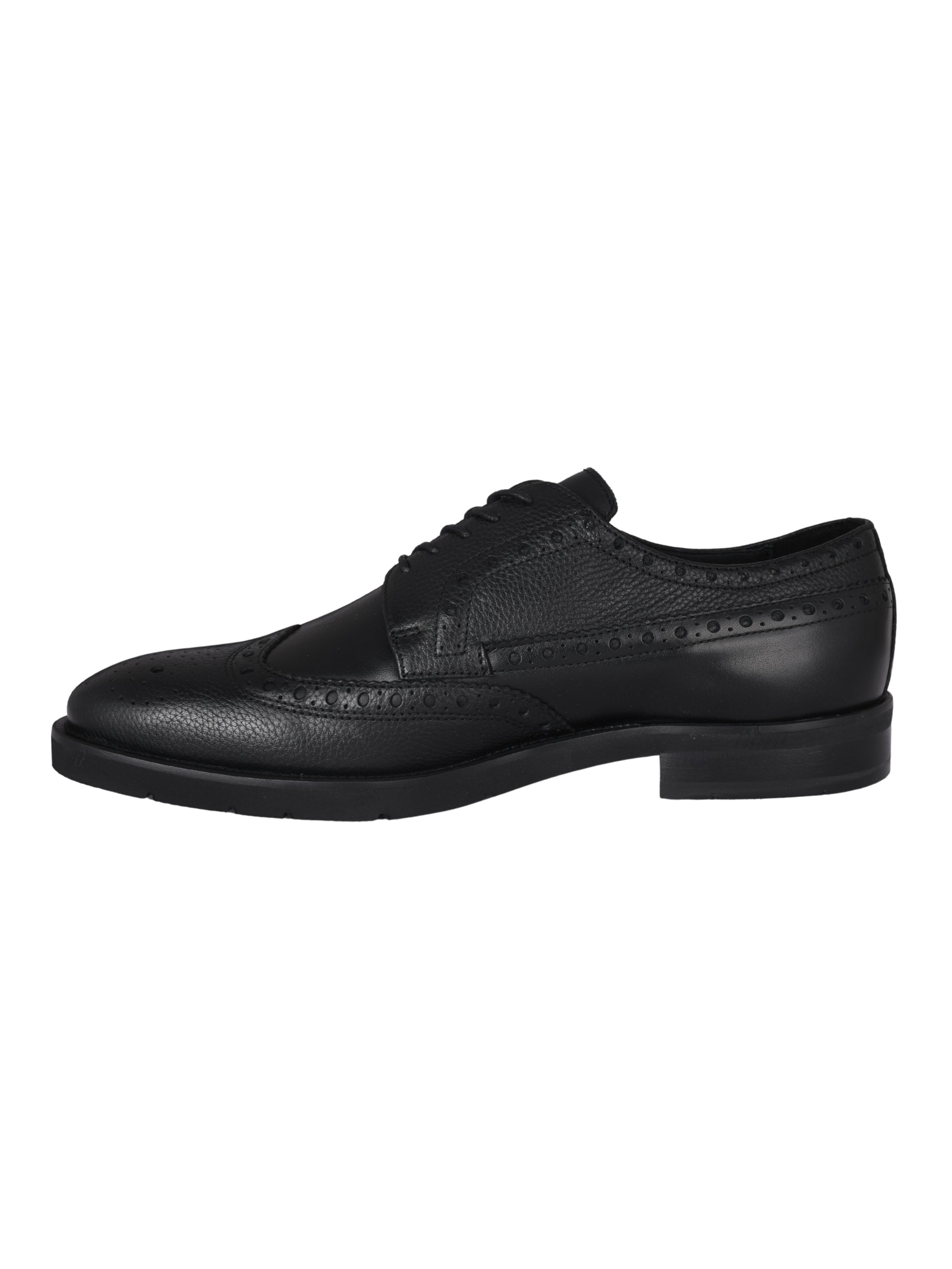 Black leather and tumbled leather lace-up shoe