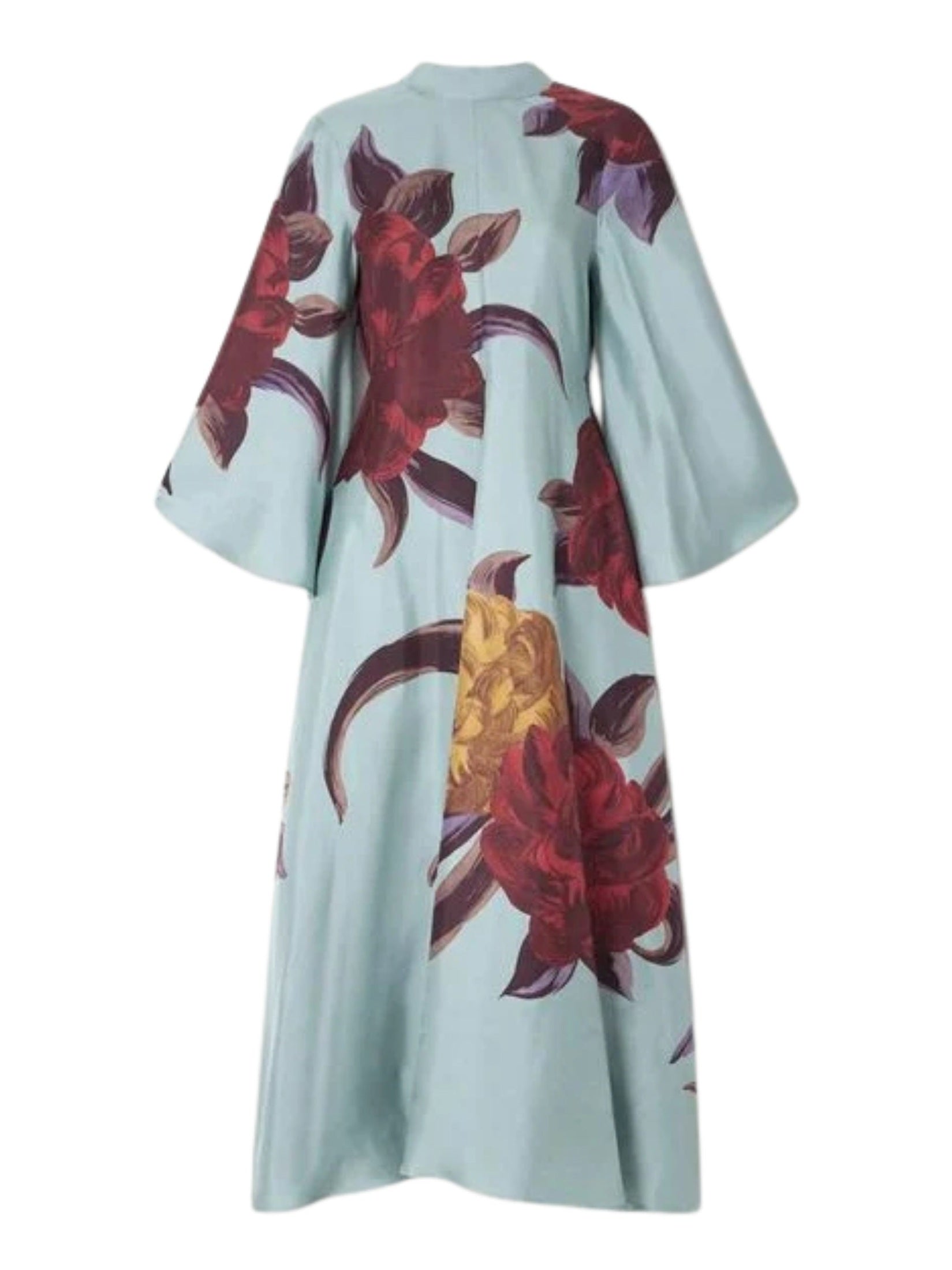 Magnifico dress peony placée light blue in silk twill