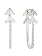 Arrow earrings in asha earrings in in sterling silver & rhodium and white cz