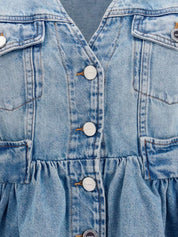 Lightweight denim peplum vest