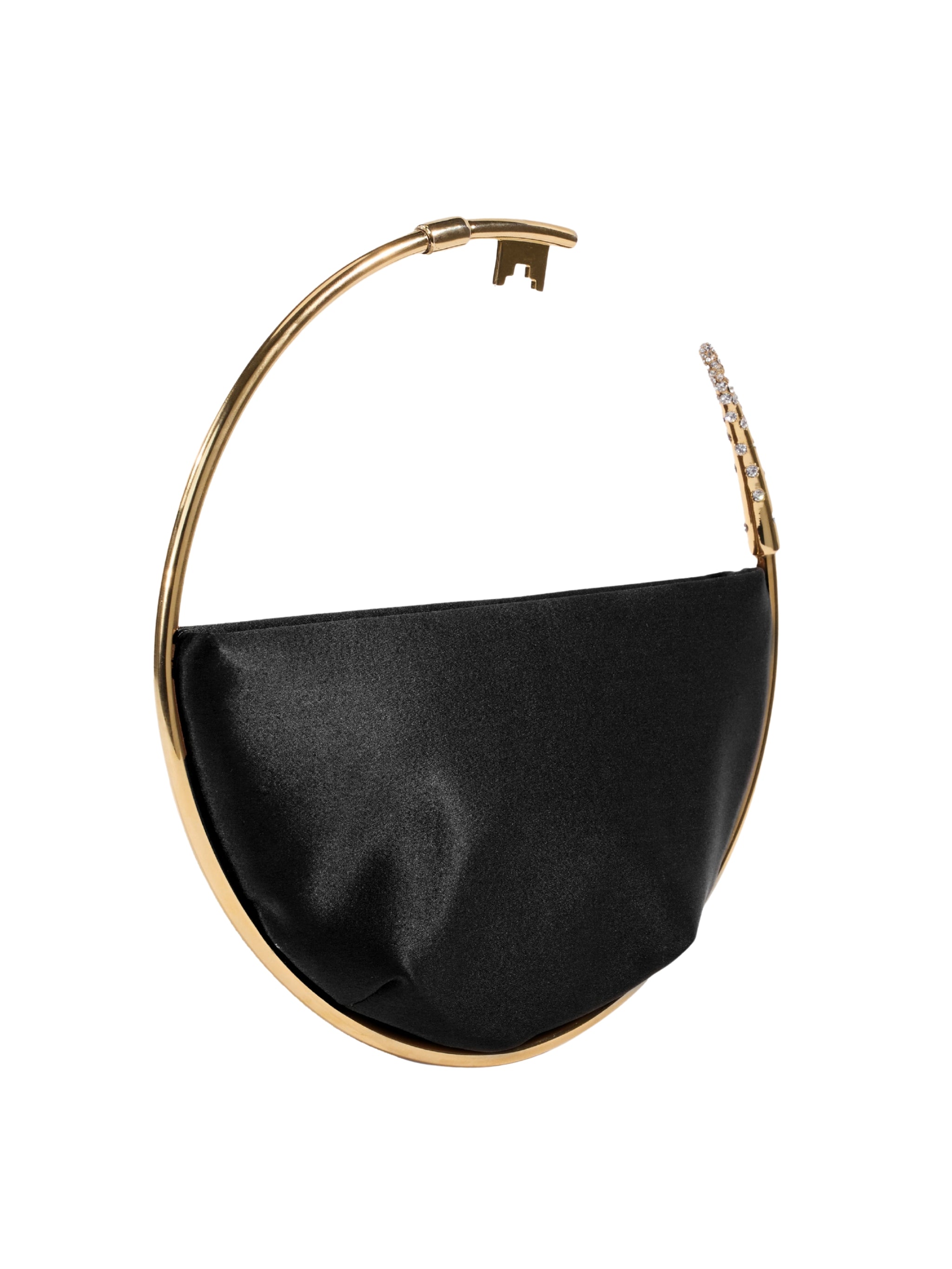 Key eternity satin black round satin clutch