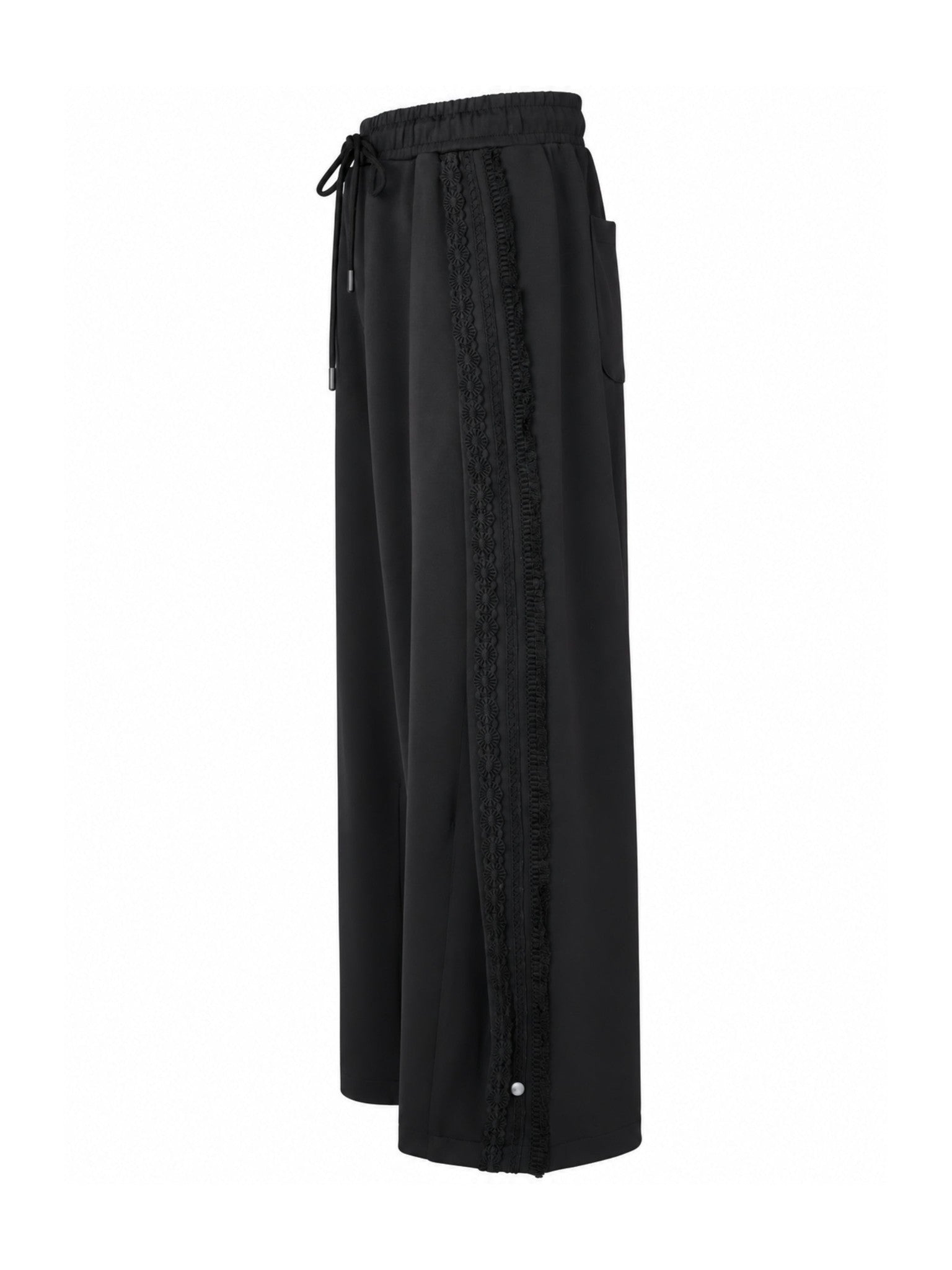 Multi lace trim one tuck track pants