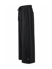Multi lace trim one tuck track pants