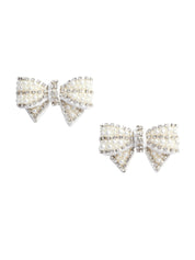 Pearl Satin Bow Earrings