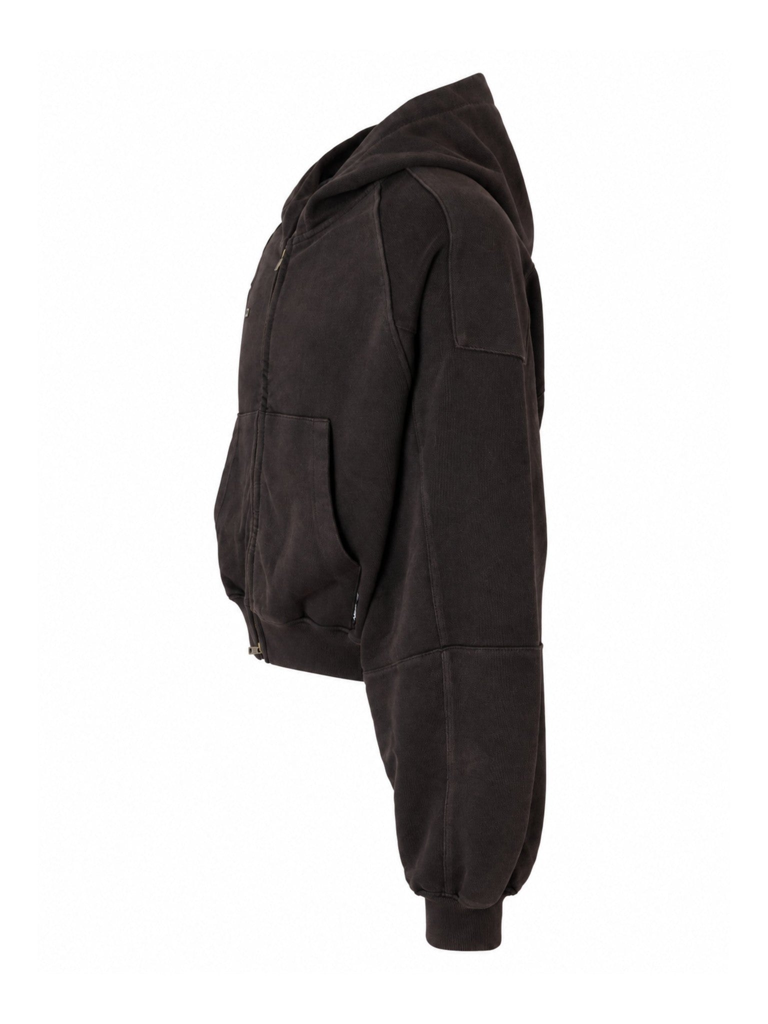 Cropped washed zip-up hoodie