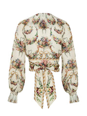 CROPPED WRAP TOP WITH PLEATED DETAIL