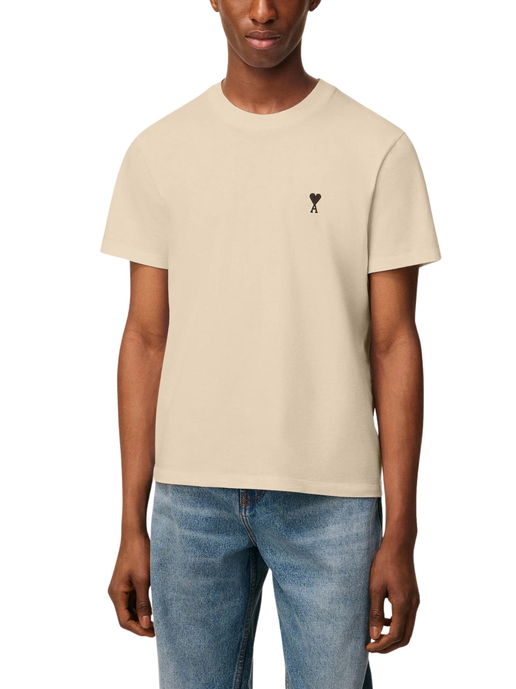 Beige cotton ami de coeur t-shirt