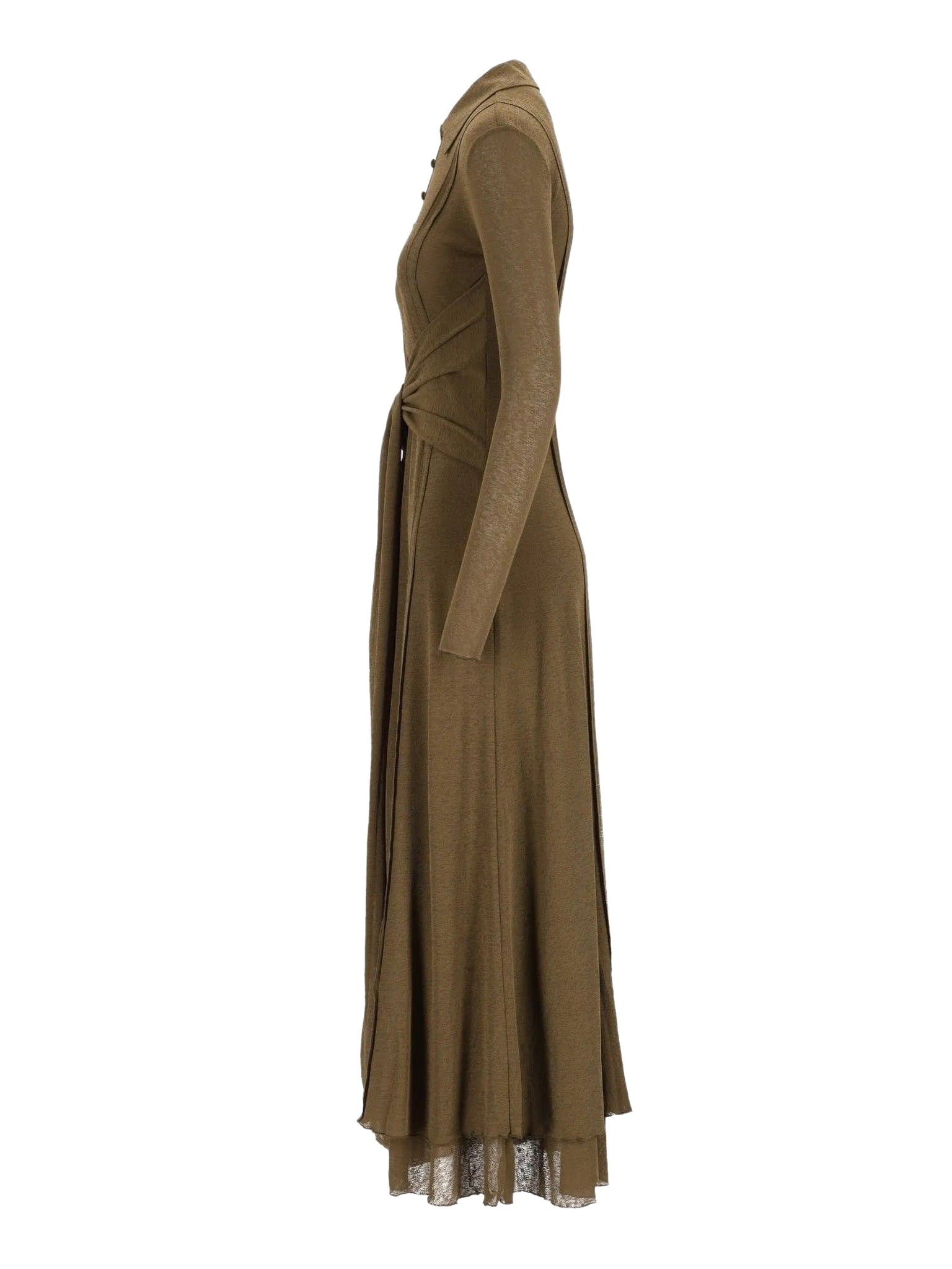 Marl mesh long sleeve maxi tie dress