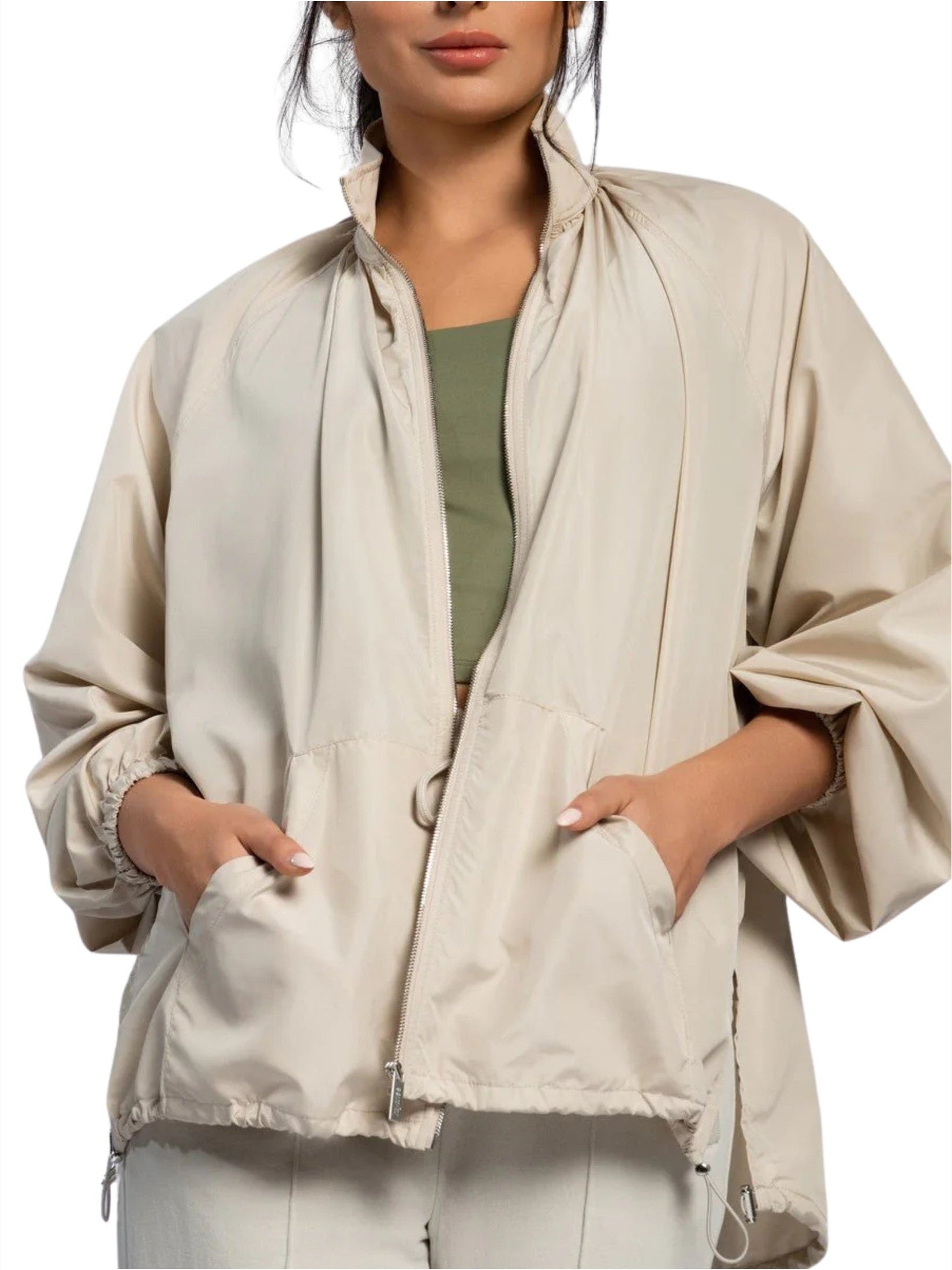 Gathered parka easonal beige