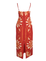 Fitted bodice long dress with relaxed skirt