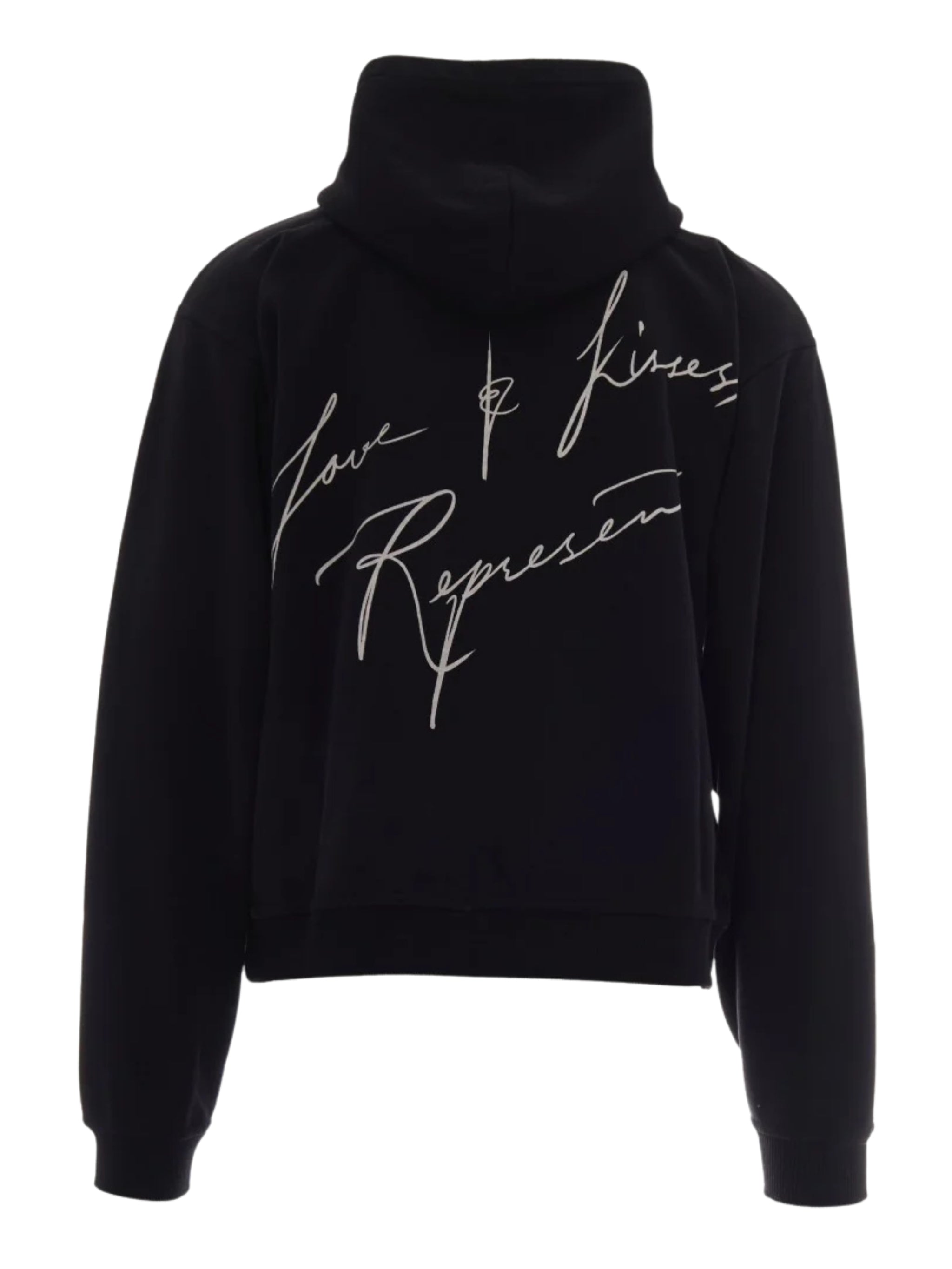 Love and kisses zip through hoodie