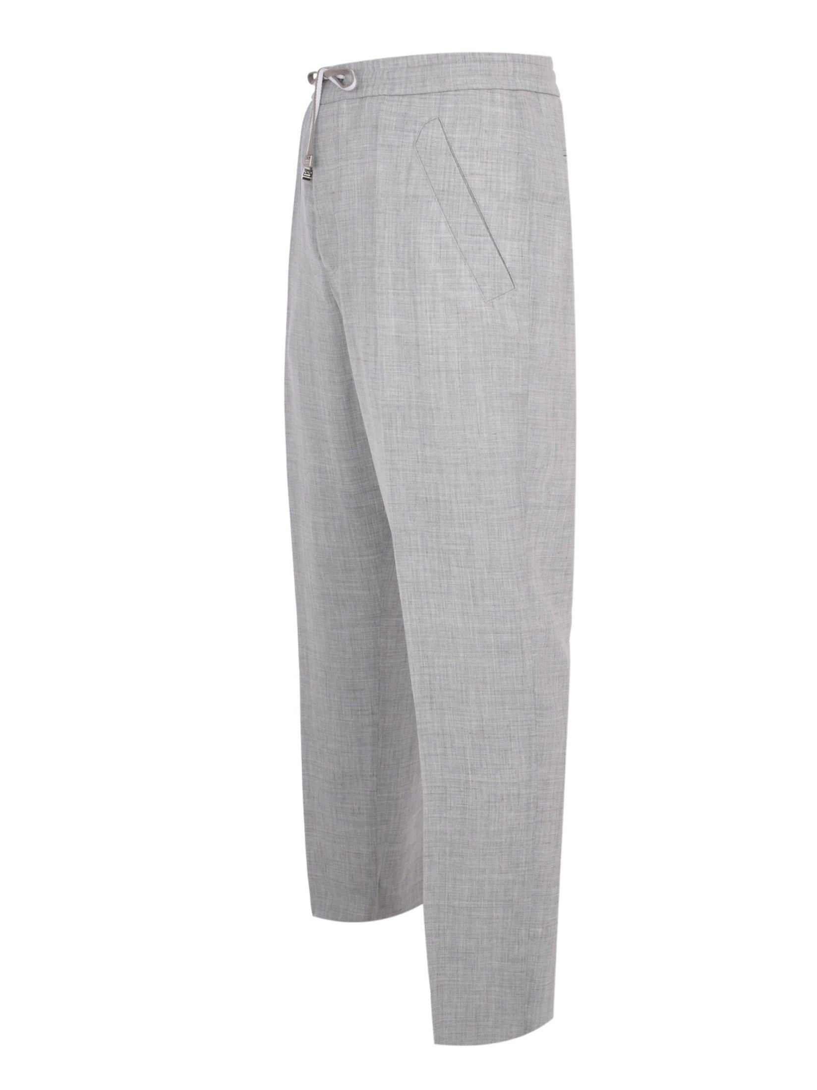 Wool silk linen drawcord pant