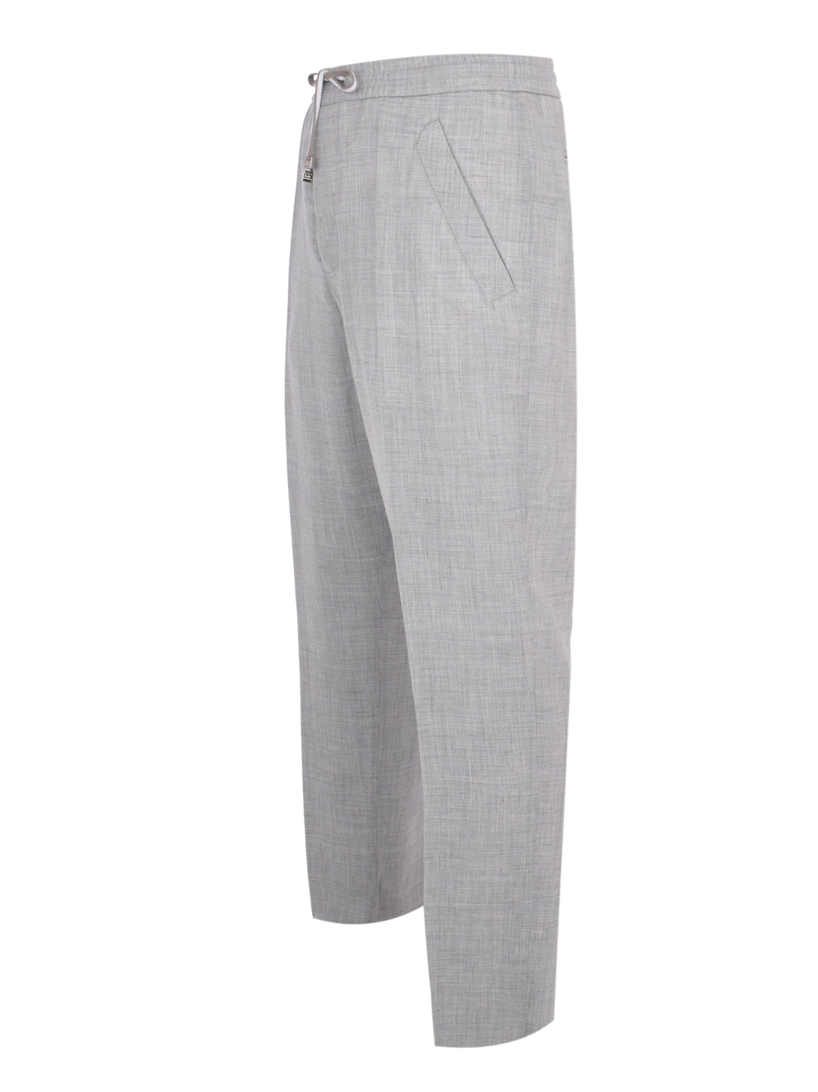Wool silk linen drawcord pant