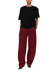 Crystal cluster asymmetrical short sleeve t-shirt