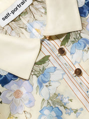 Yellow floral organza blouse
