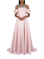 Hand embroiderd chest short sleeves off shoulder dress ballroom baloon dress