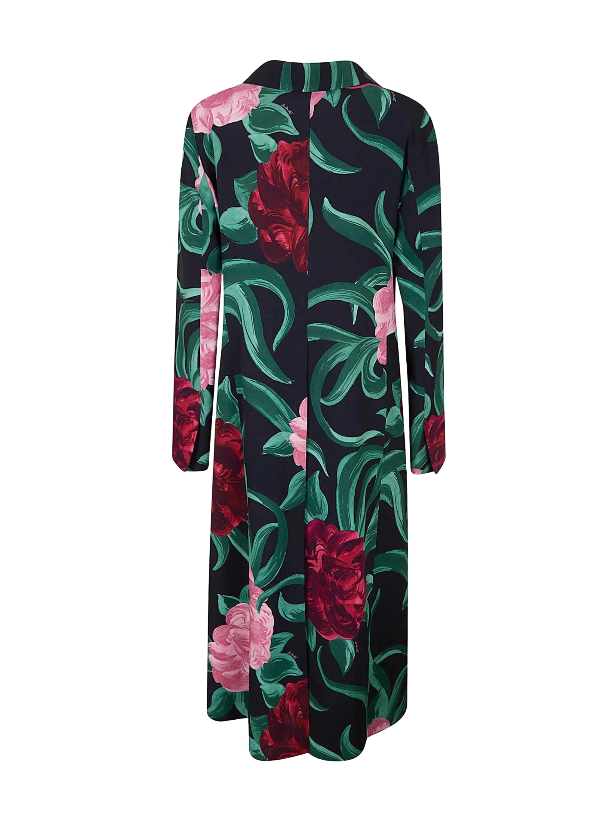 Duster Coat Peony Black In Sablé Satin