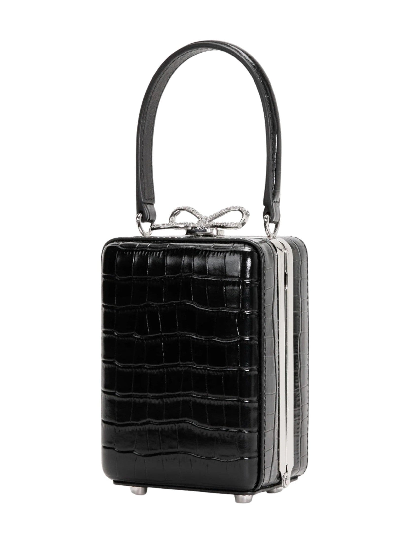 Black croc leather micro bag