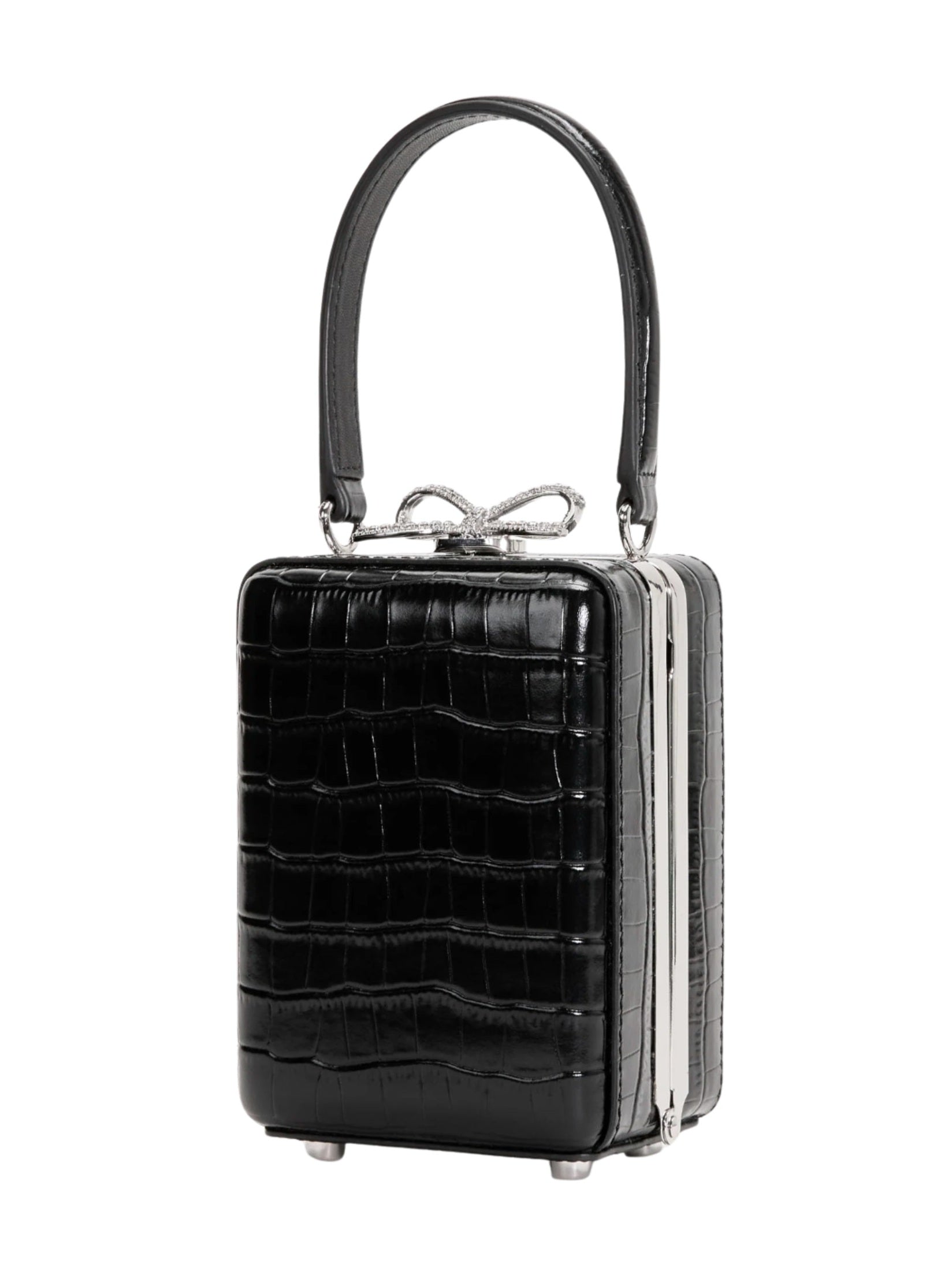 Black croc leather micro bag