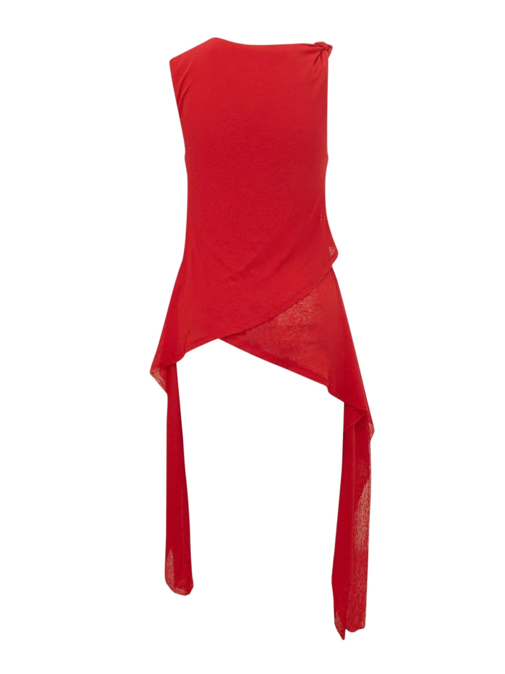 Marl mesh tie knot tank top