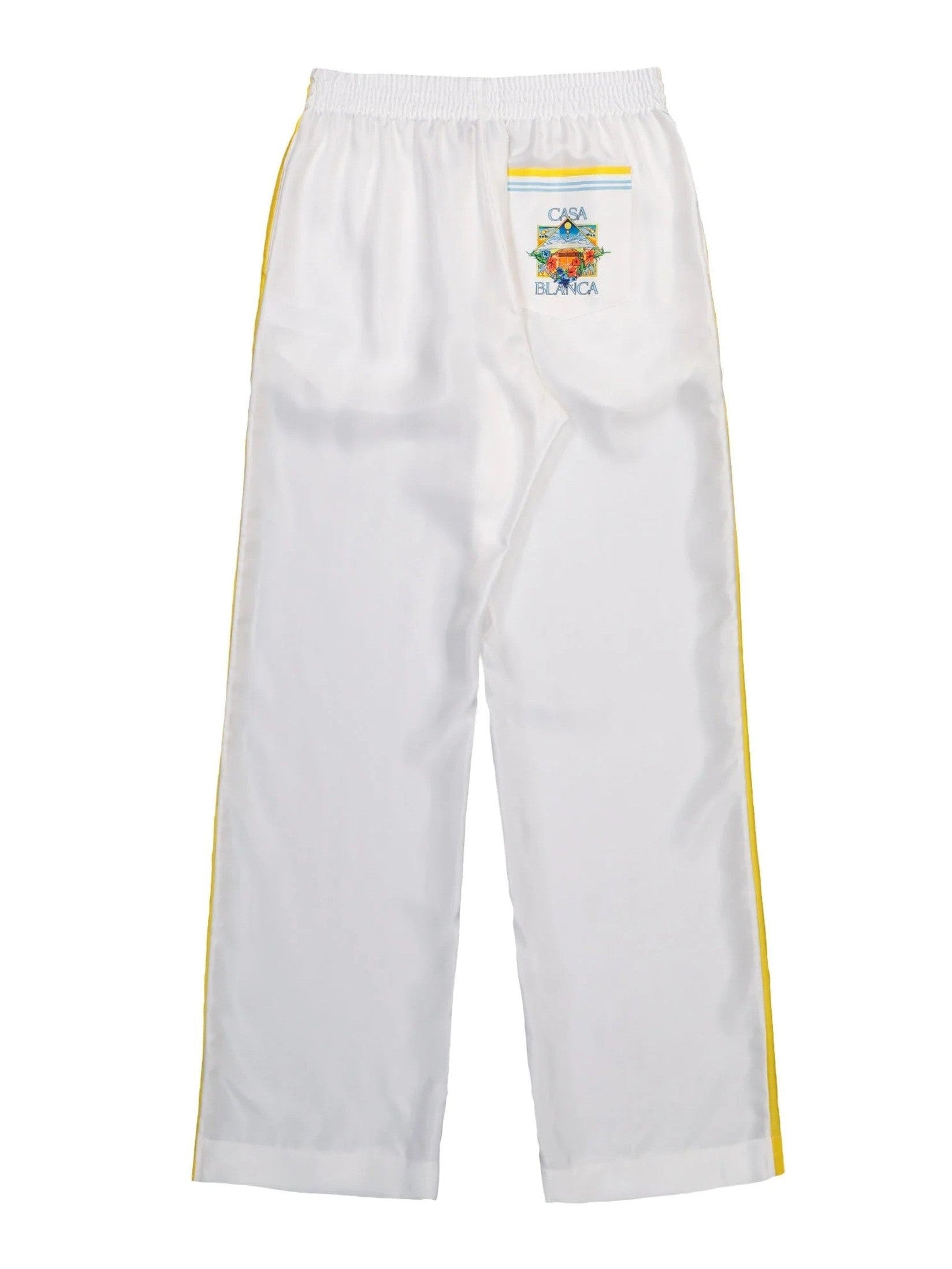Tennis landscape silk twill trousers
