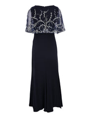 FITTED JERSEY GOWN WITH BEADED SHAWL