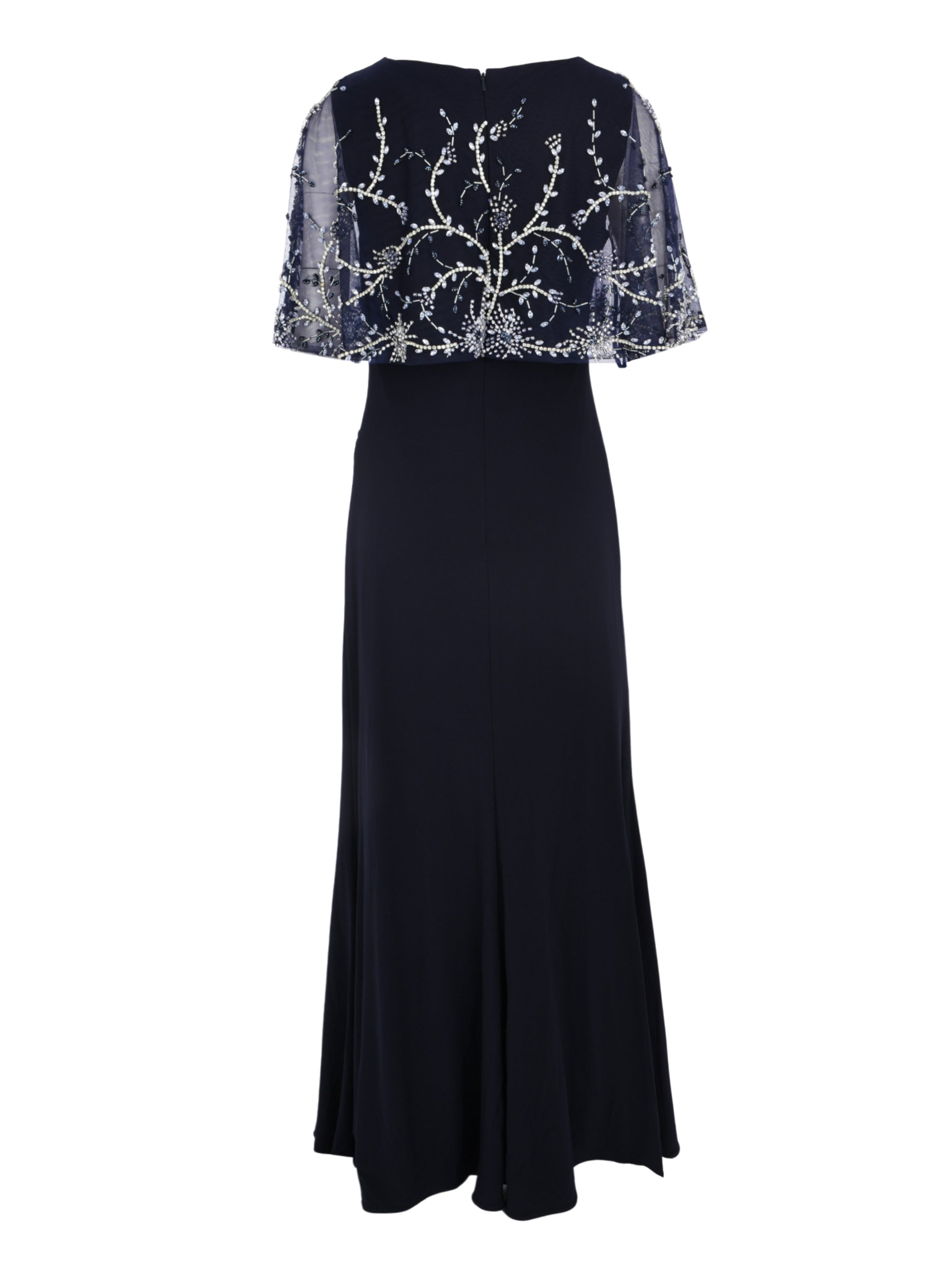 FITTED JERSEY GOWN WITH BEADED SHAWL