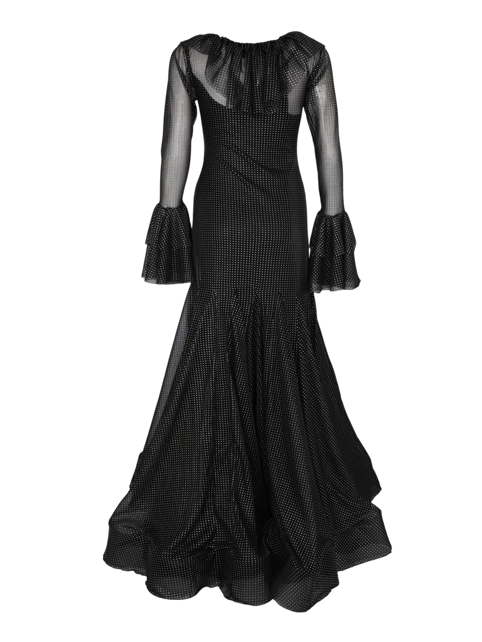 Black parisian studded embroidered dress