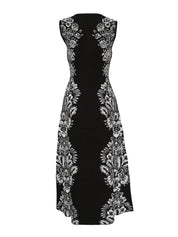 Liana Jacquard Long Dress – Noir