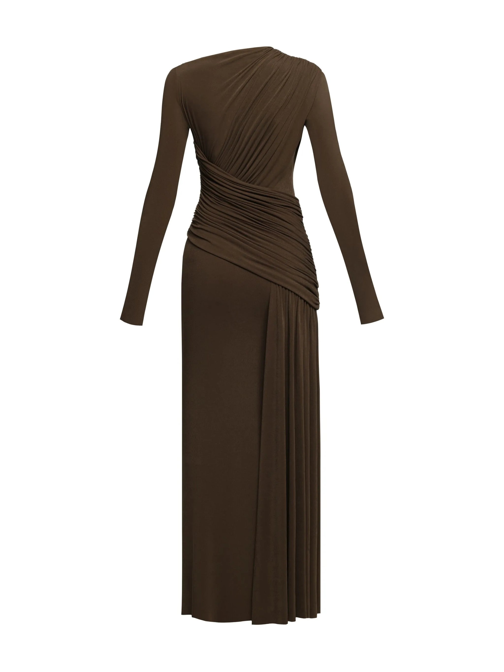 ASYMMETRICAL FORM-FITTING DRESS WITH DRAPED HIP