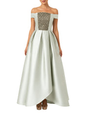 Hand embroiderd chest short sleeves off shoulder dress ballroom baloon dress