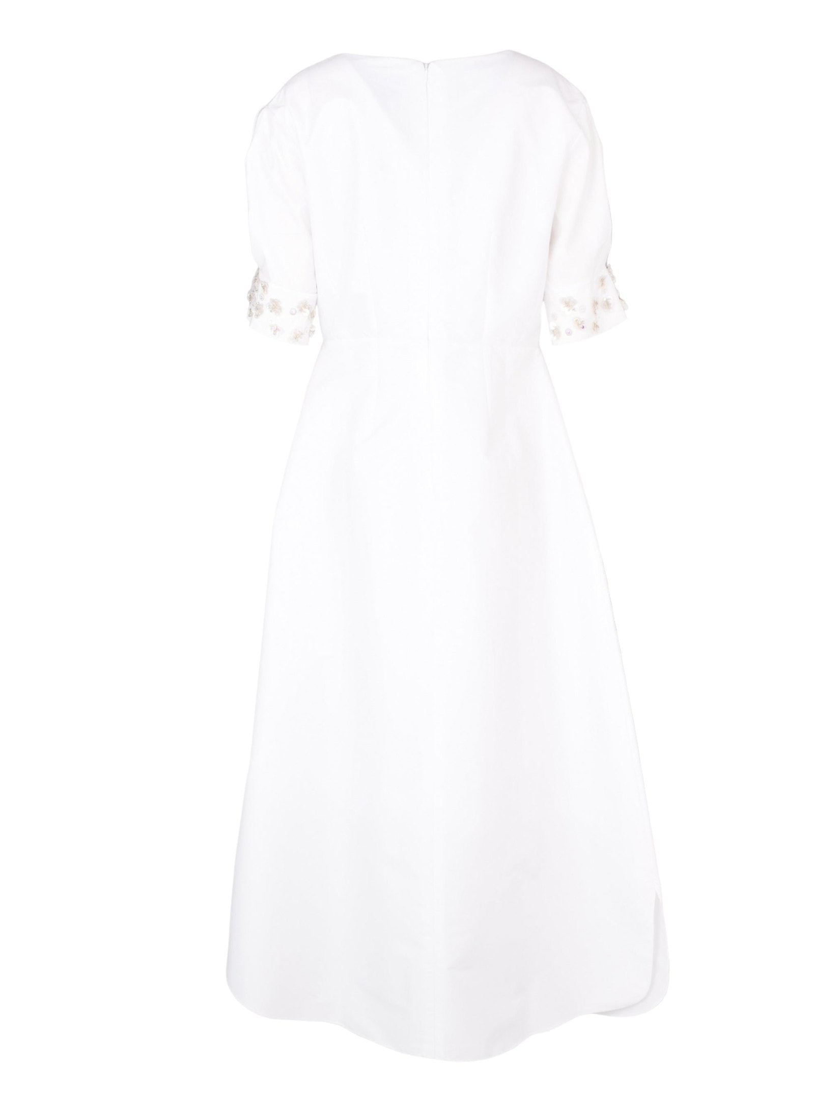 Hand embroiderd with 3d flower-bow sleeves- off shoulder-strait cut  dress