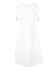 Hand embroiderd with 3d flower-bow sleeves- off shoulder-strait cut  dress