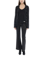 PANTS WITH ALL OVER CRYSTAL DETAILS IN BLACK