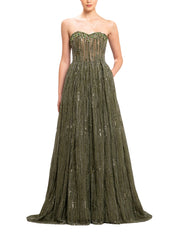 Bead embroidered sweetheart neck gown