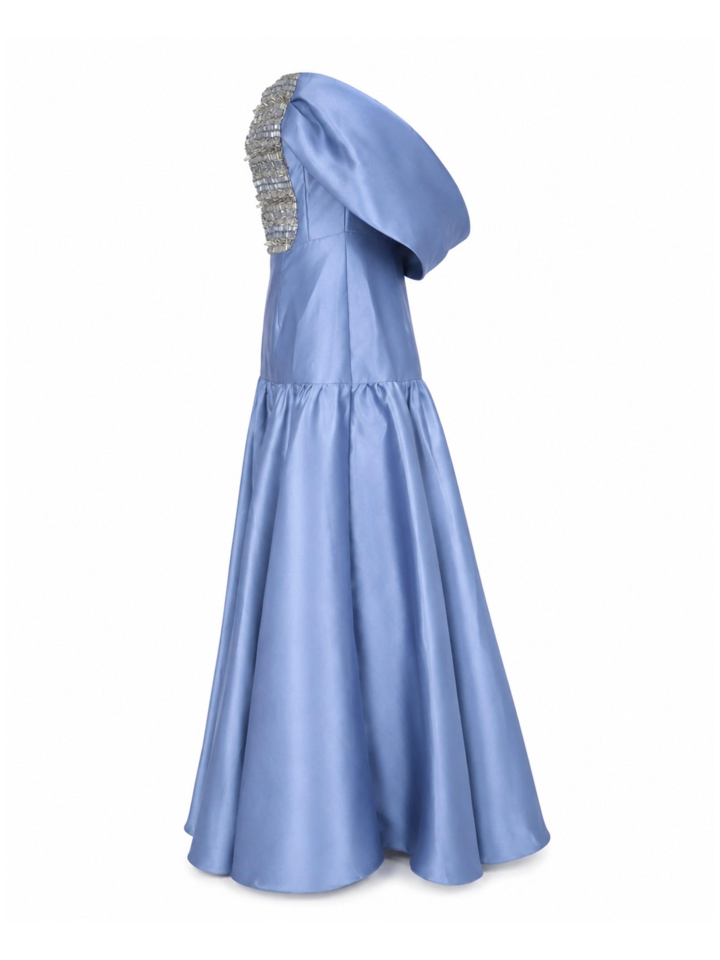 Hand embroiderd chest short sleeves off shoulder dress ballroom baloon dress