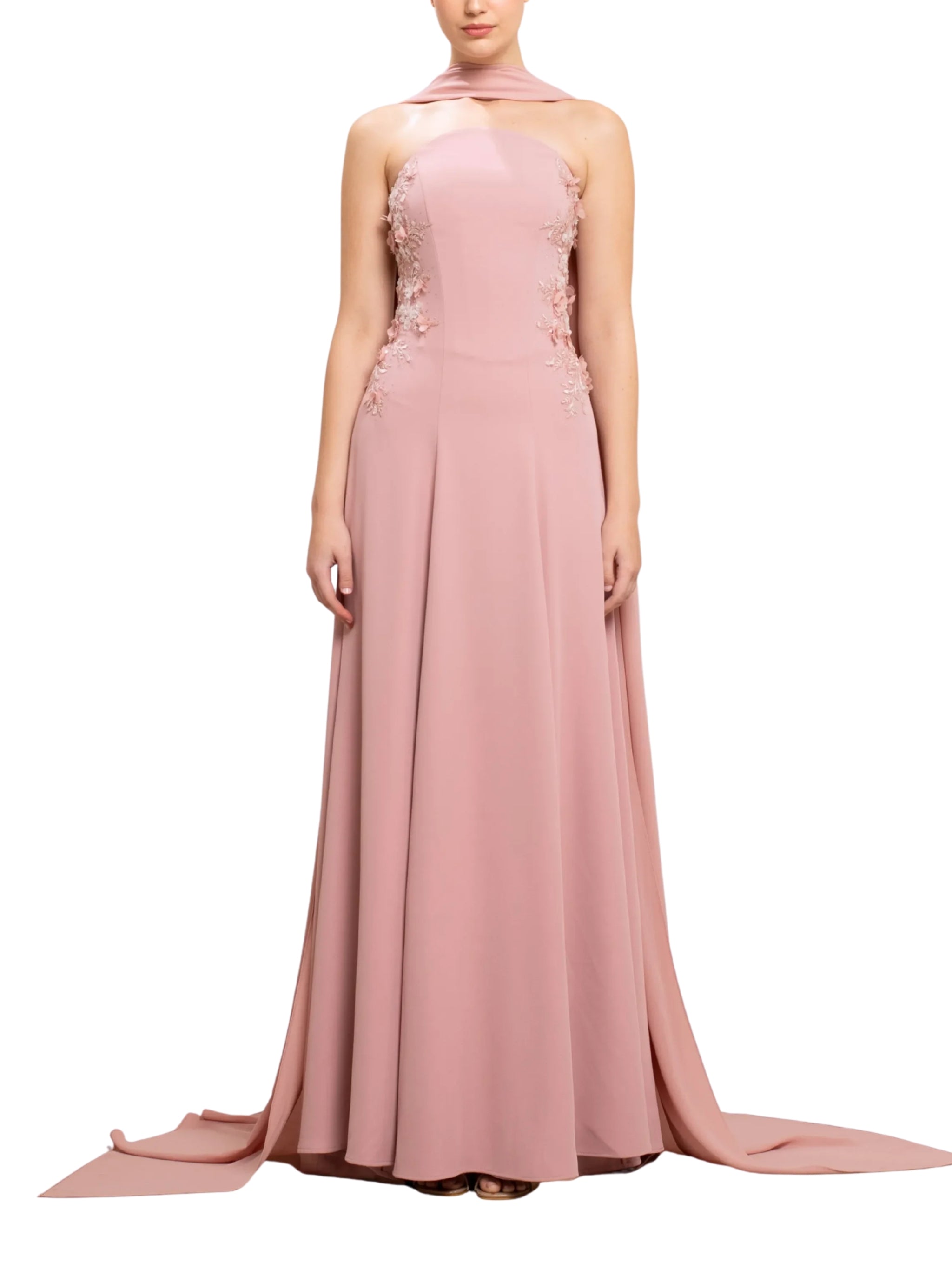 Strapless embellished long dress