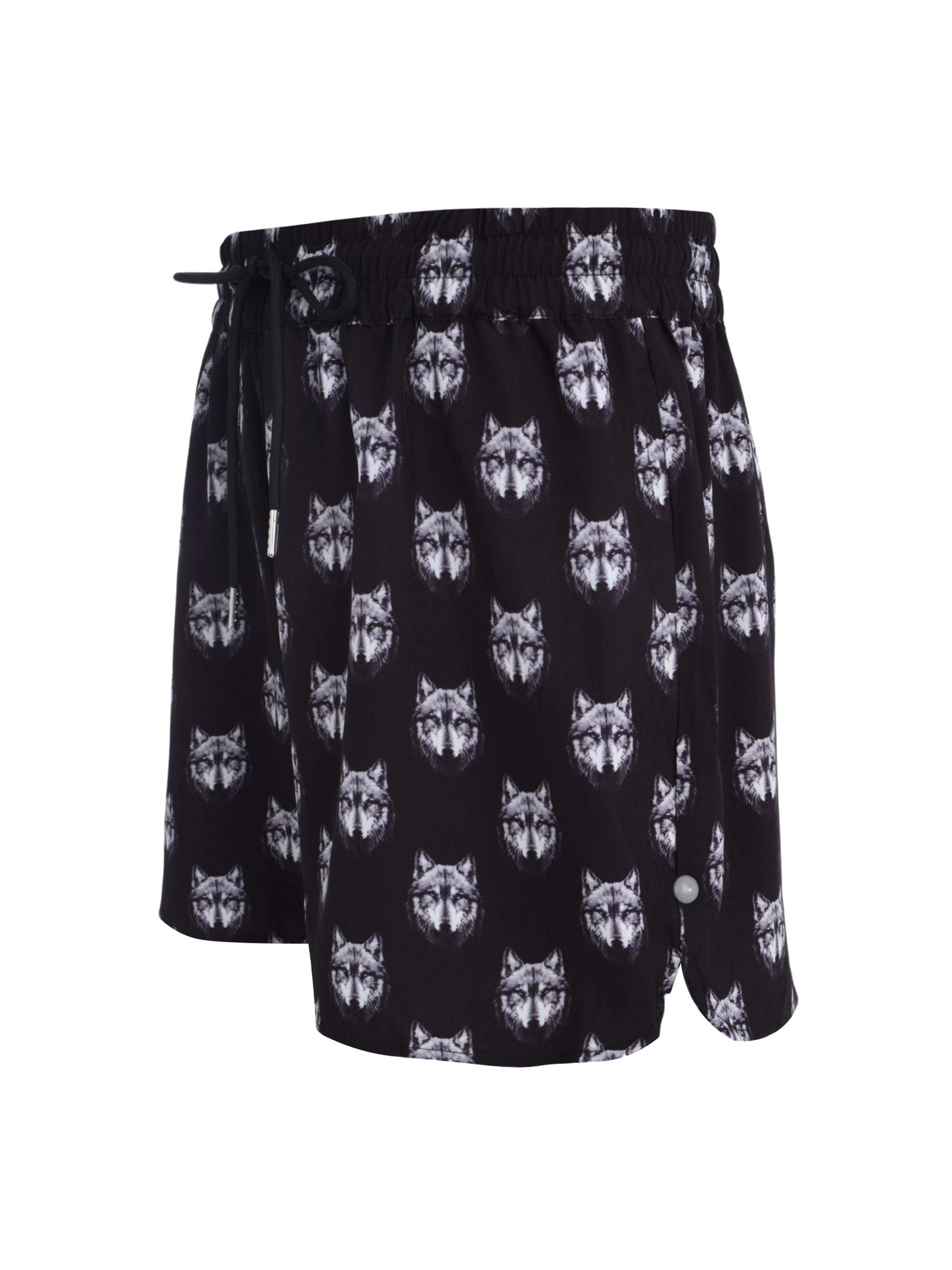 CENMAR BLACK SWIMMING TRUNKS WITH WOLF PRINT