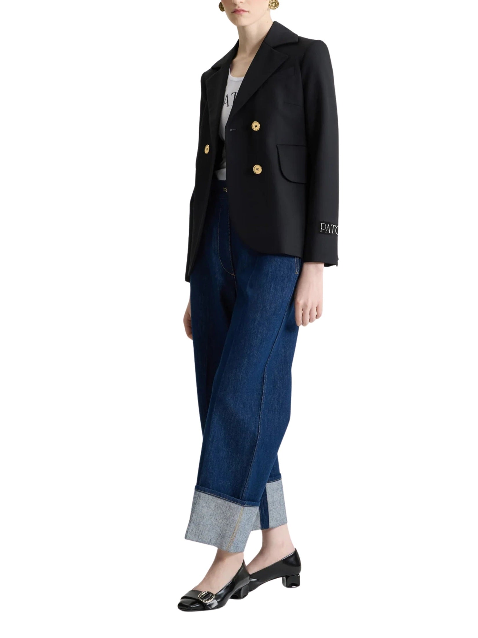 Belted tailored jacket in sustainable technical wool