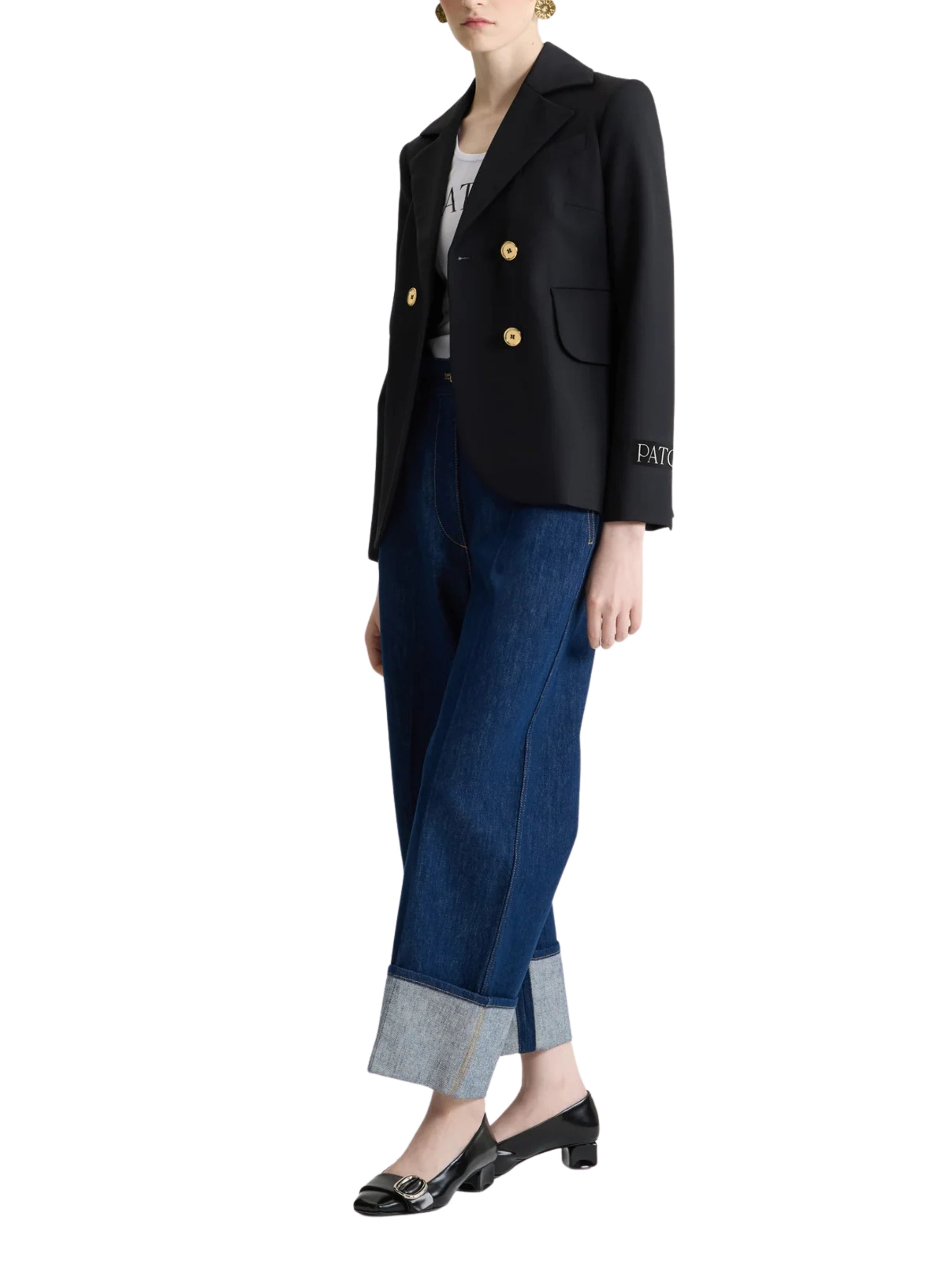 Belted tailored jacket in sustainable technical wool