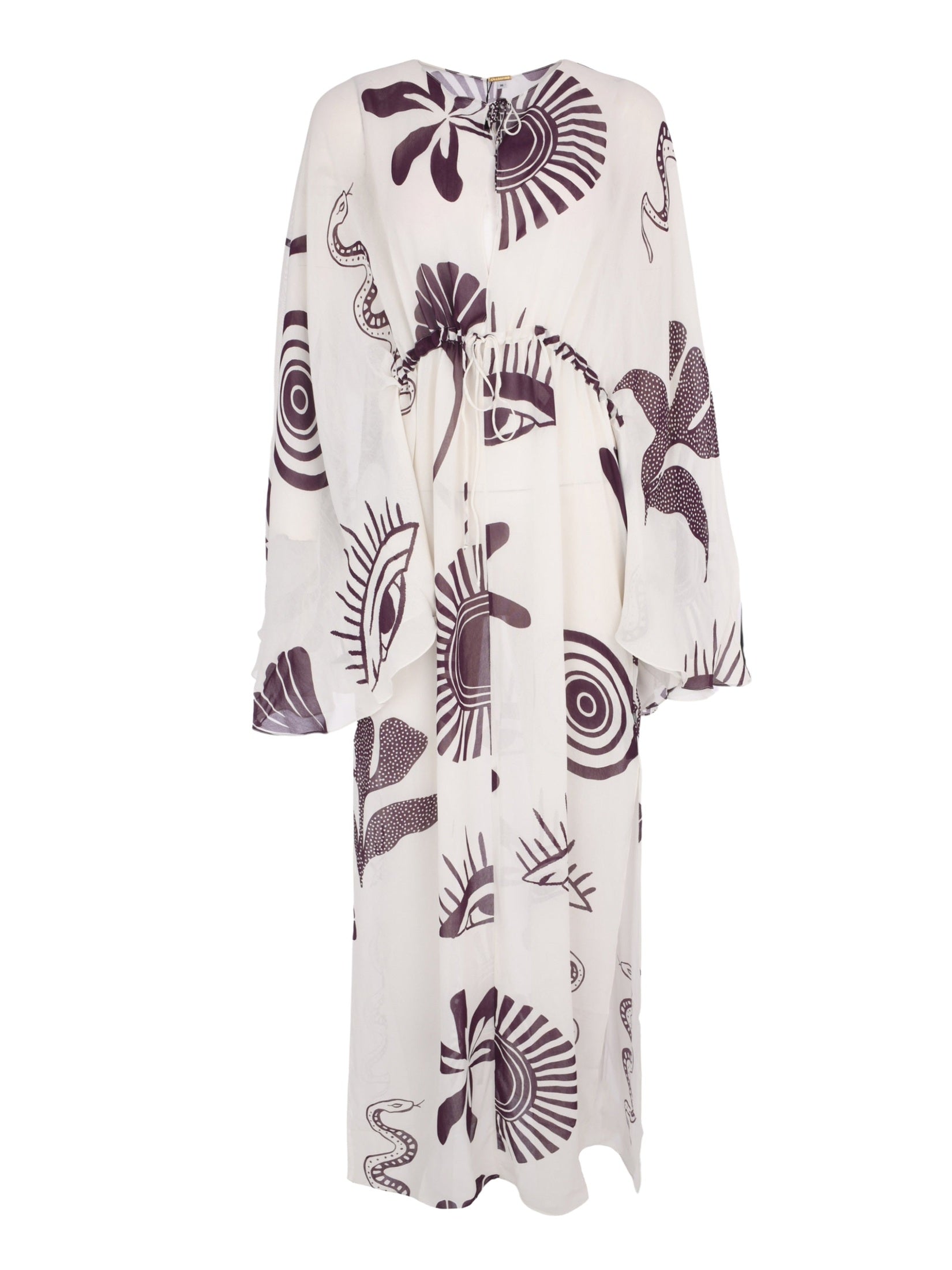 Deep v-neck kaftan featuring extra long flared sleeves