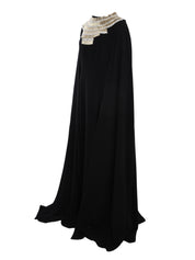 CREPE DRESS WITH EMBROIDERED NECKLINE