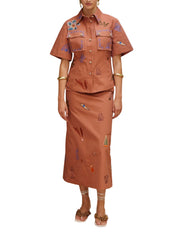 Dusty embroidered fitted shirt