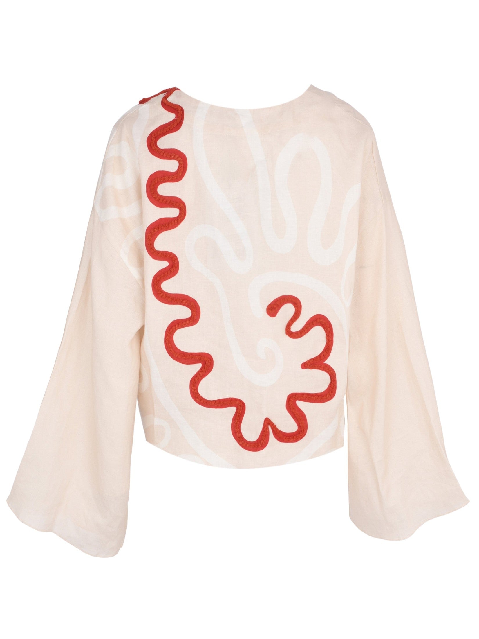 Long kimono sleeve tunic style top, with deep v-neck