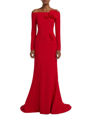 Off-the-shoulder gown with flattering seam detail
