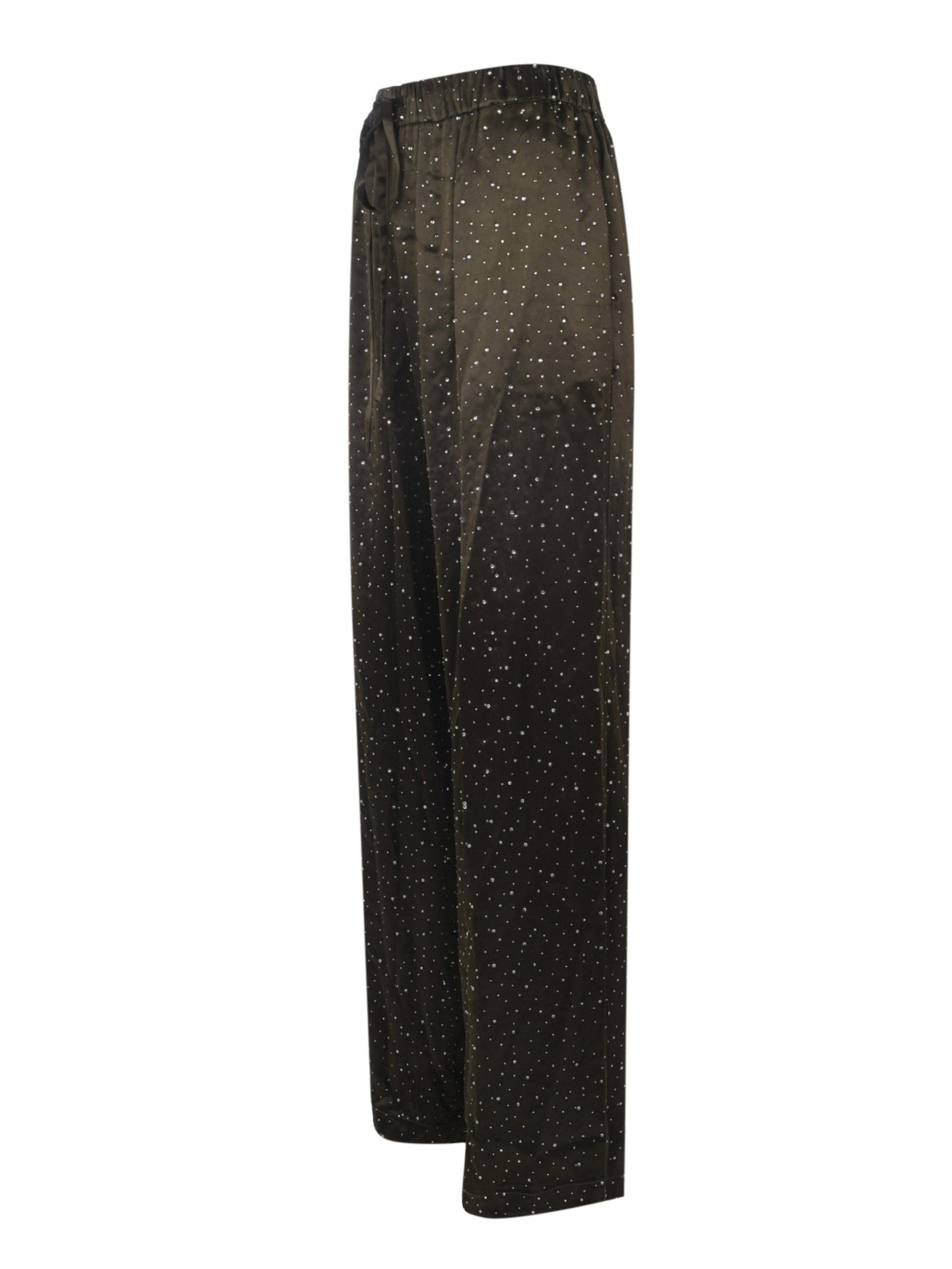 Khaki glitter palazzo trousers