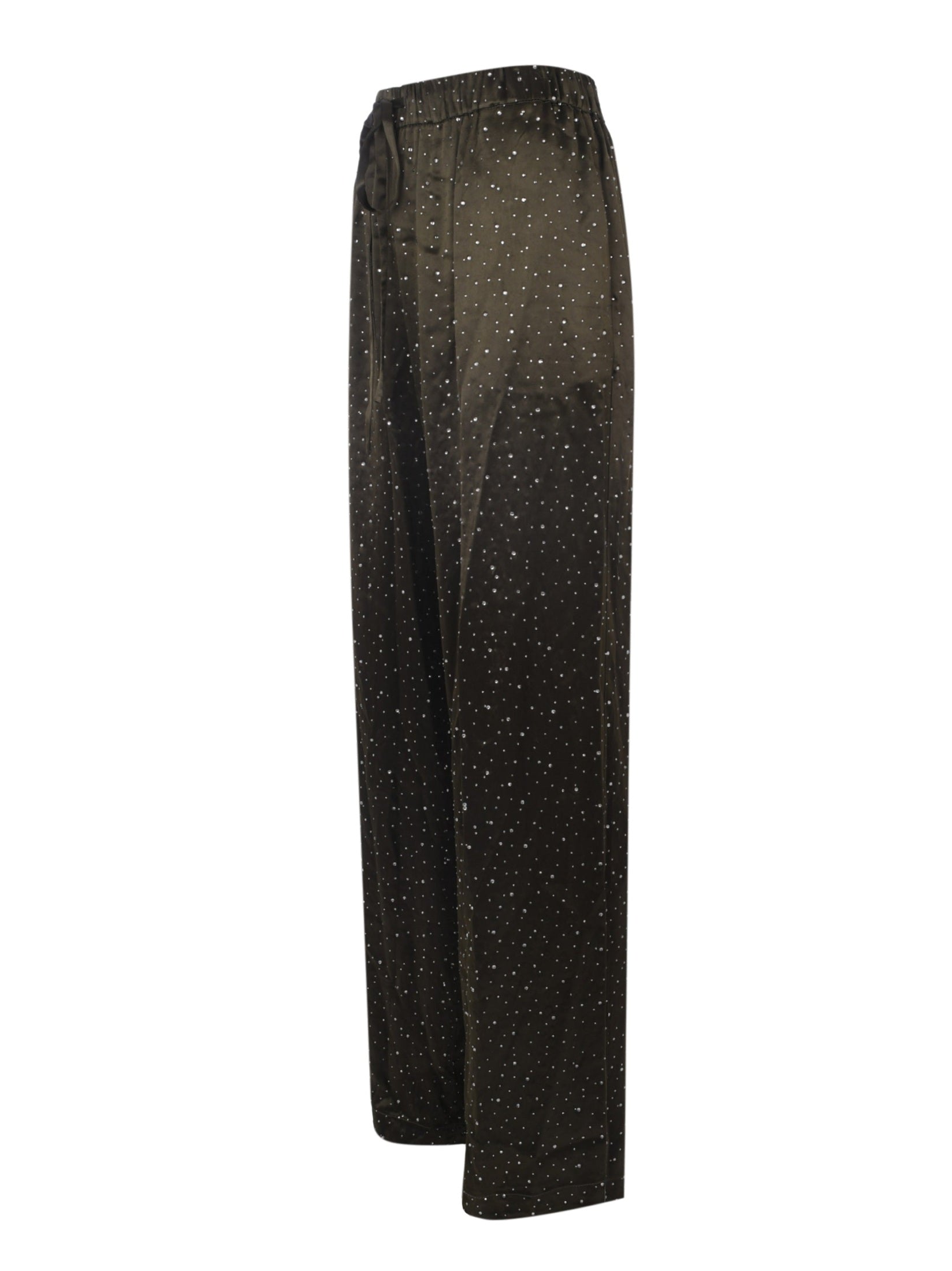 Khaki glitter palazzo trousers