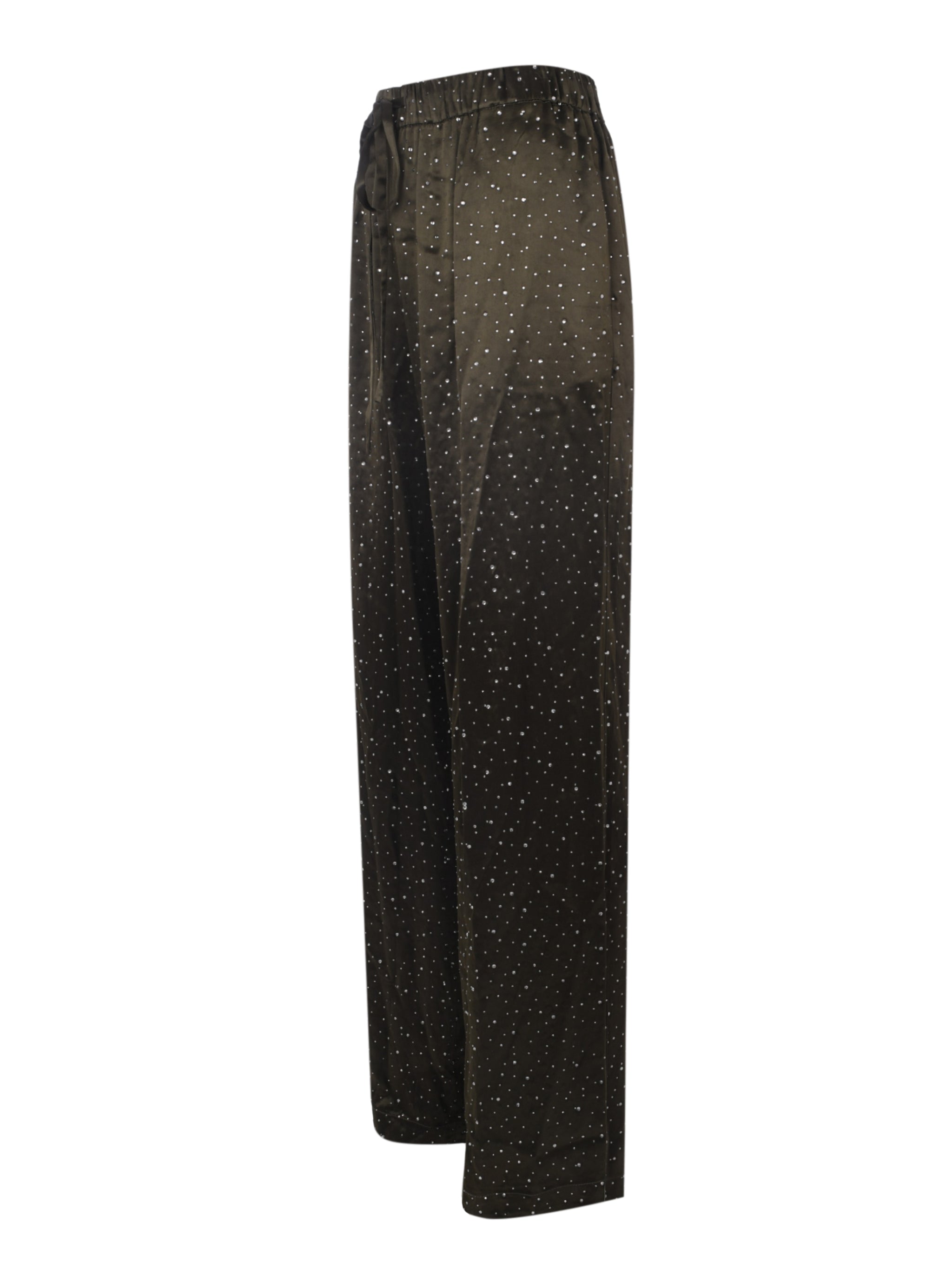 KHAKI GLITTER PALAZZO TROUSERS