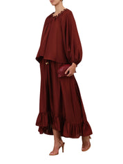 Aster gathered bead blouse