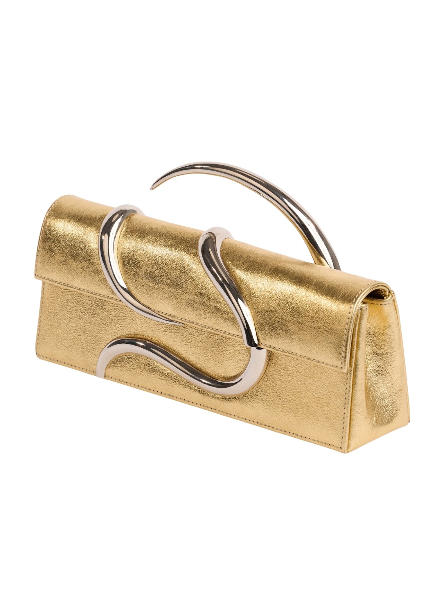 Gold Aura Baguette Clutch